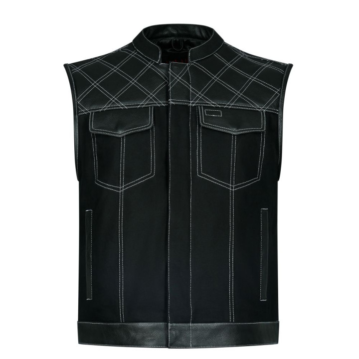 Aderlass Brigantine Vest Pentagram Print Leather Black